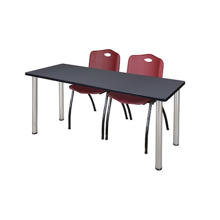 Kee Rectangle Tables > Training Tables > Kee Table & Chair Sets, 66 W, 24 L, 29 H, Grey MT6624GYBPCM47BY